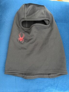 Kids Black Face Mask Balaclava with Red Spider Logo